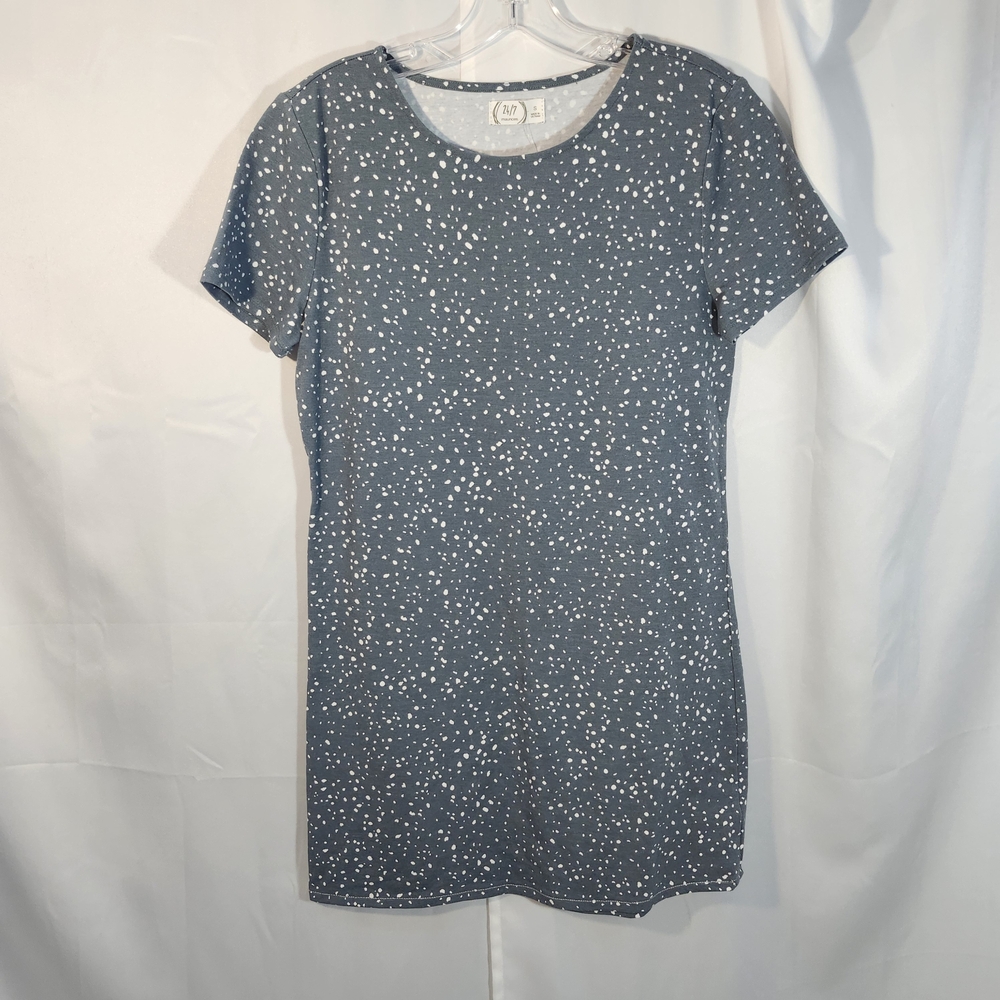 Blue Speckled Short Sleeve Dress
